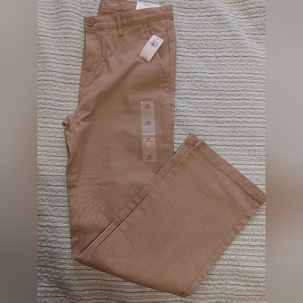Tan Chinos with Wide Waistband and Crisp Finish